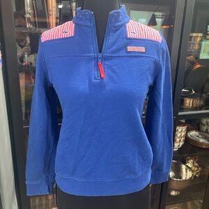 Vineyard Vines Girls Blue Quarter-Zip Pullover